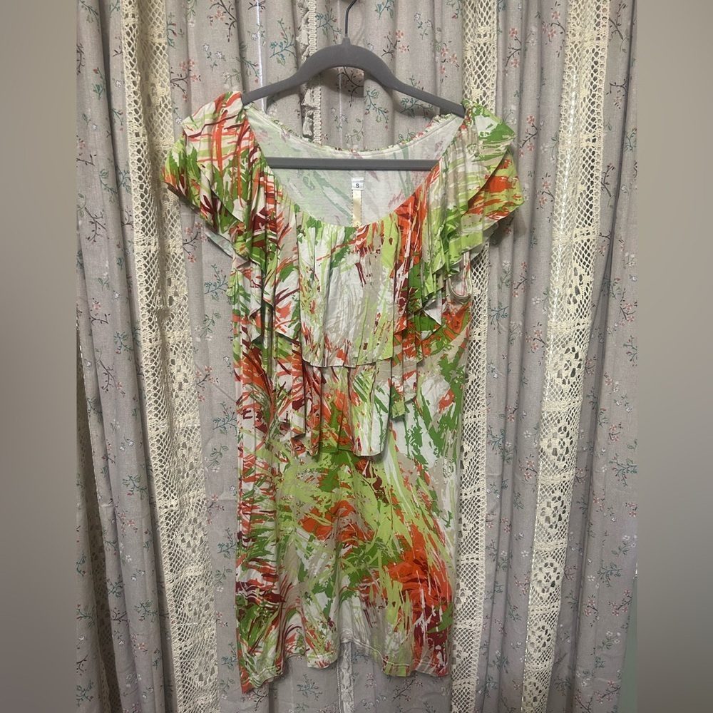 Uncle Frank Off Shoulder Ruffle Floral Dress Size Small